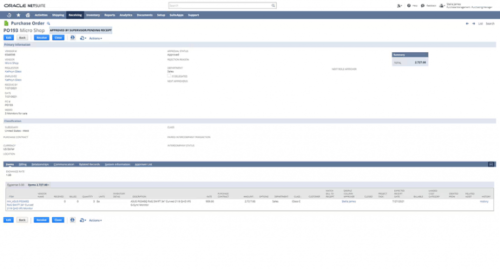 software e-procurement oracle netsuite